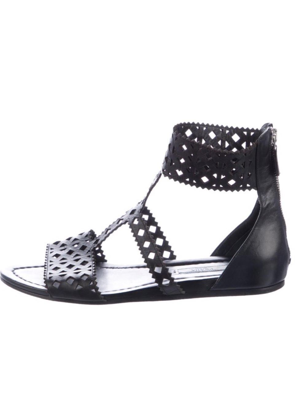 Prada laser-cut gladiator sandals